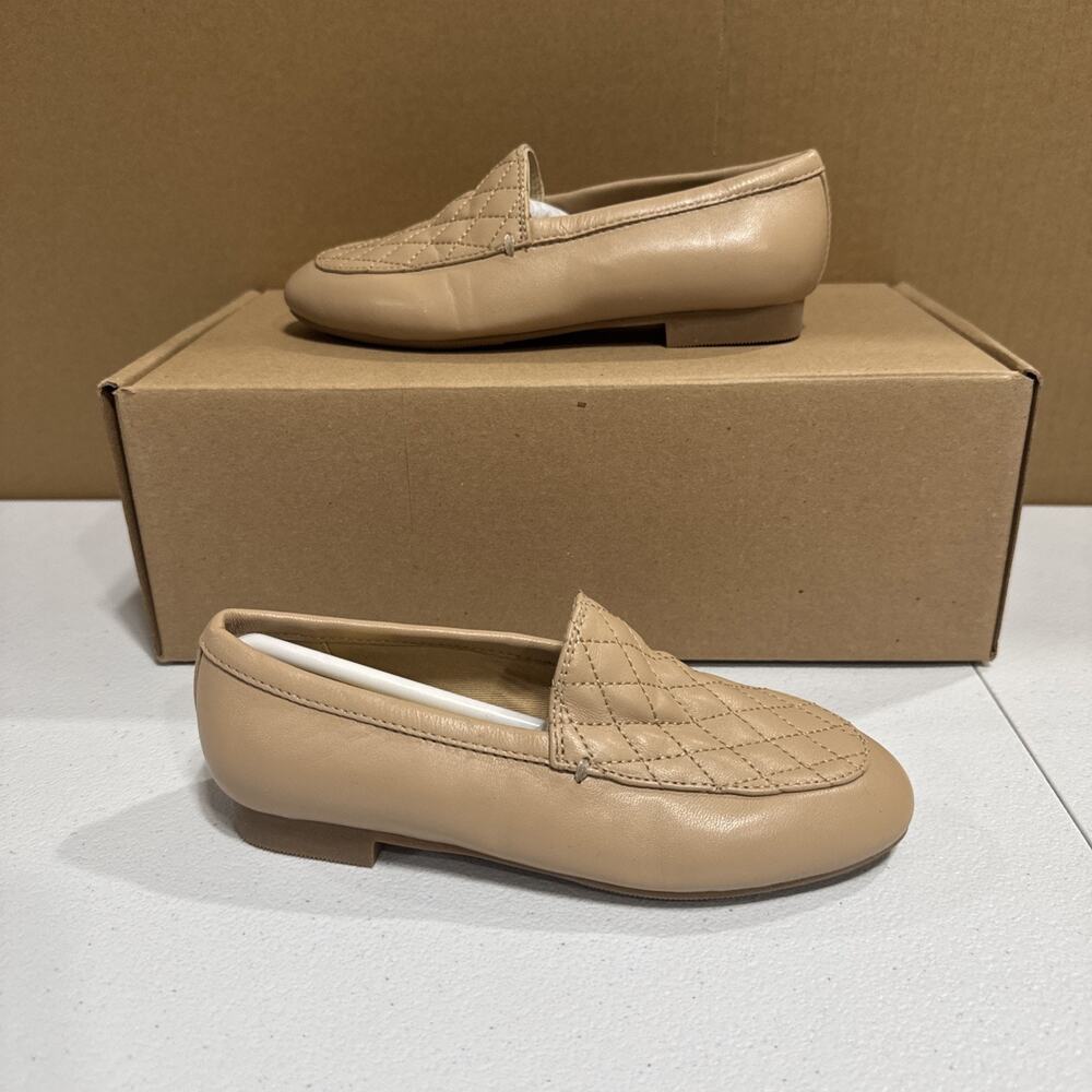Onyx Girls Quilted Faux Leather Loafer Tan Flat Slip On Shoes Size US 12 / EU 30